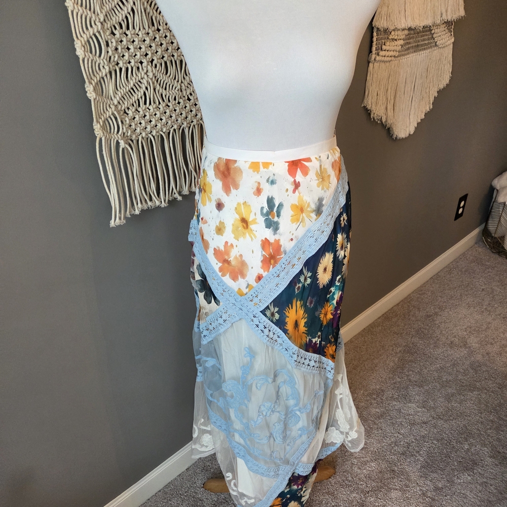 Anthropologie Floral Patchwork Maxi Skirt